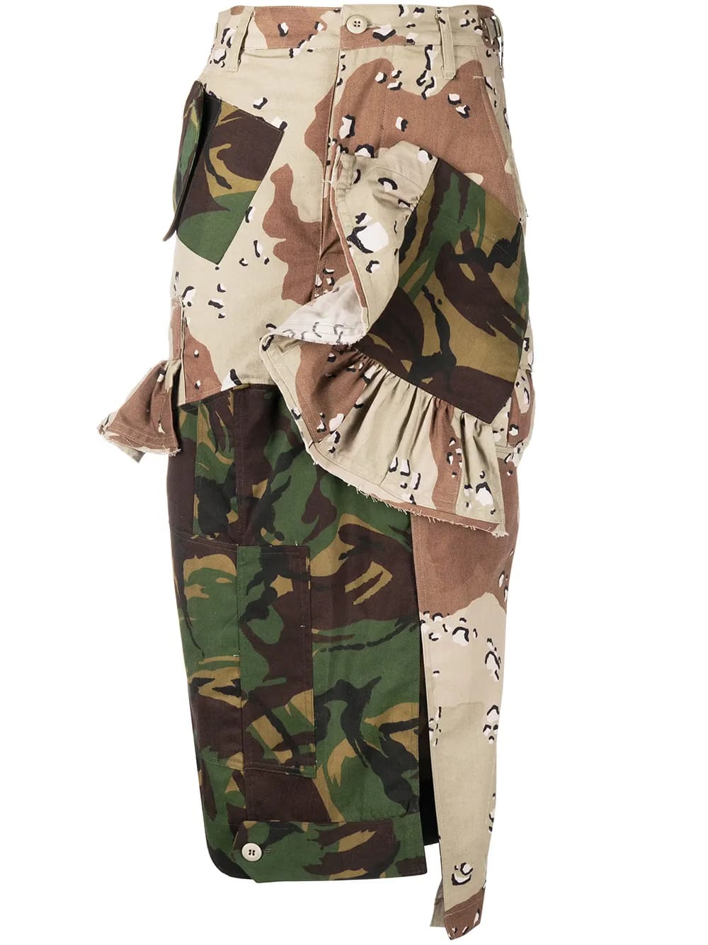 patchwork camouflage-print pencil skirt