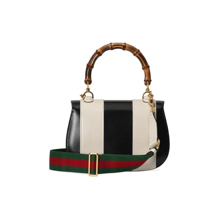 Gucci Bamboo 1947 Medium Top Handle Bag Black/White