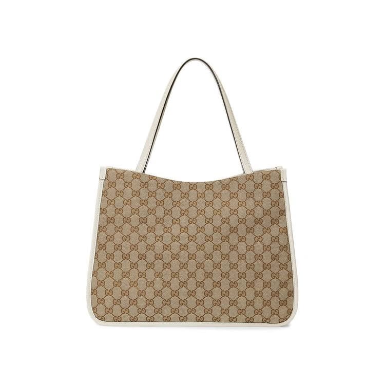 Gucci Horsebit 1955 Medium Tote Bag Original GG/White