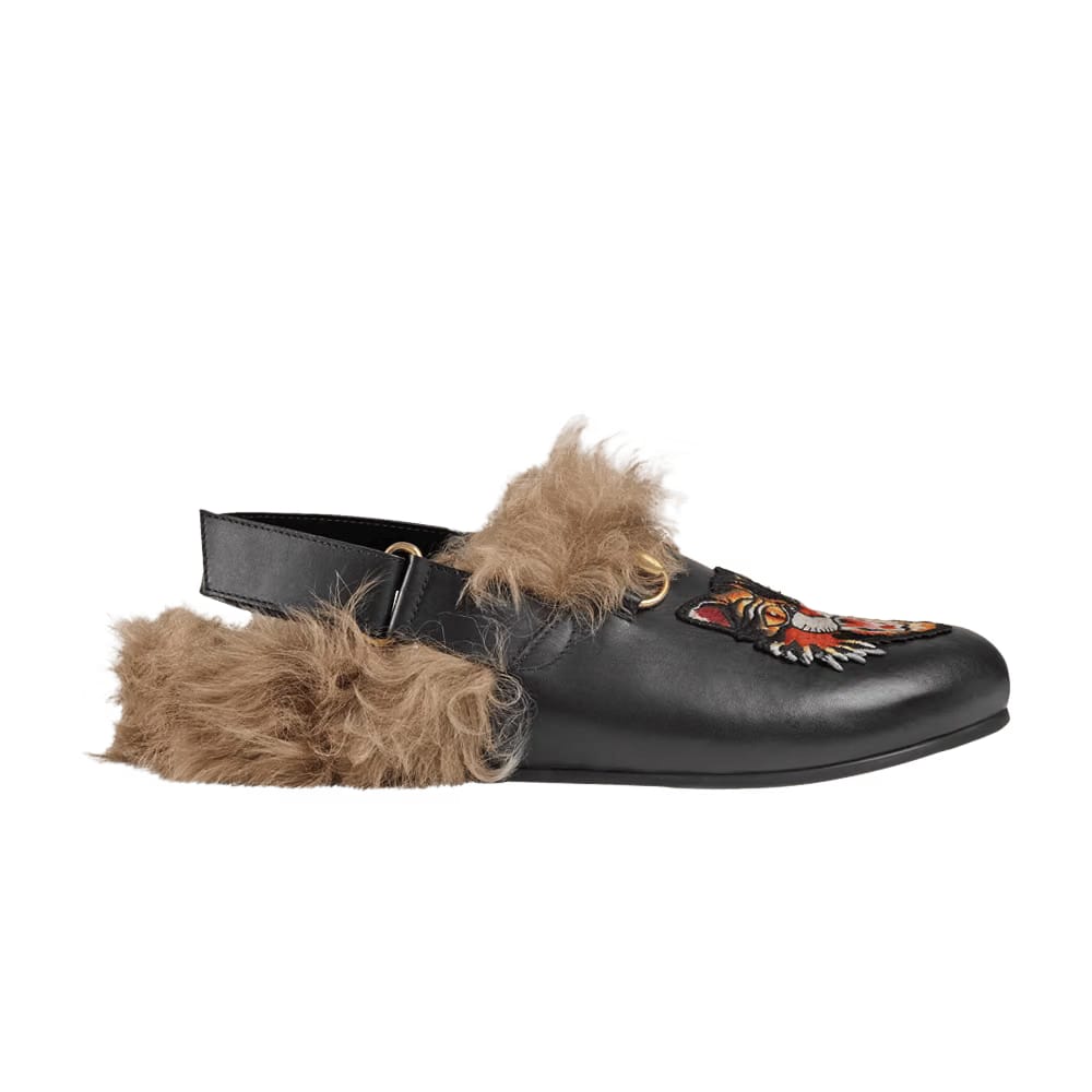 Gucci Horsebit Slipper Angry Cat Applique - Black