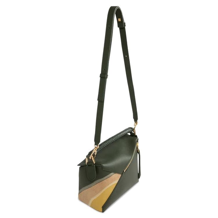 Loewe Small Puzzle Edge Bag Bottle Green/Ochre