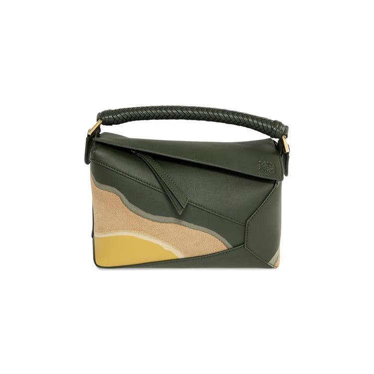 Loewe Small Puzzle Edge Bag Bottle Green/Ochre