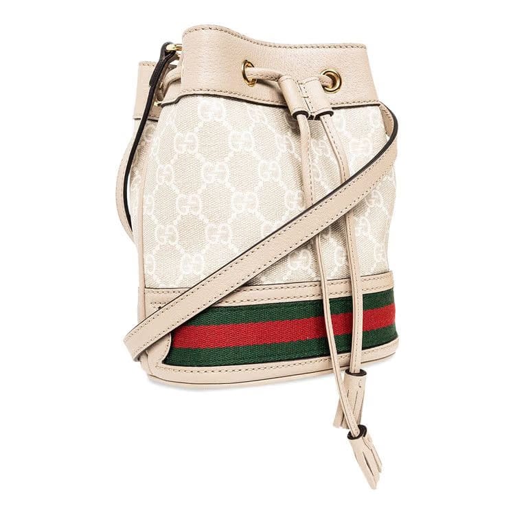 Gucci Ophidia Mini GG Bucket Bag Beige/White