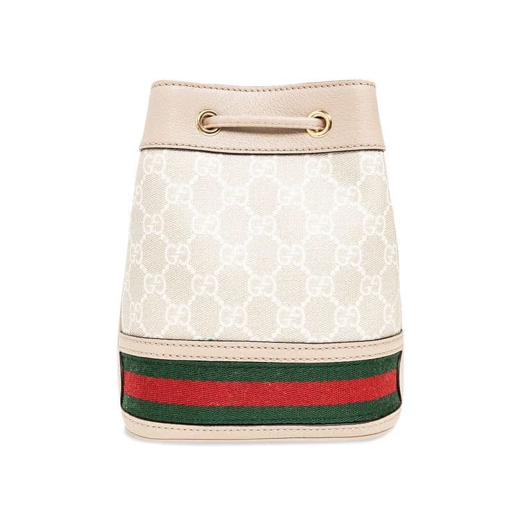 Gucci Ophidia Mini GG Bucket Bag Beige/White