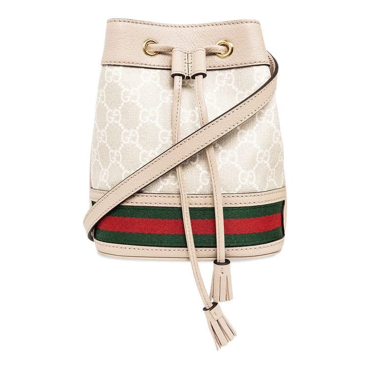 Gucci Ophidia Mini GG Bucket Bag Beige/White
