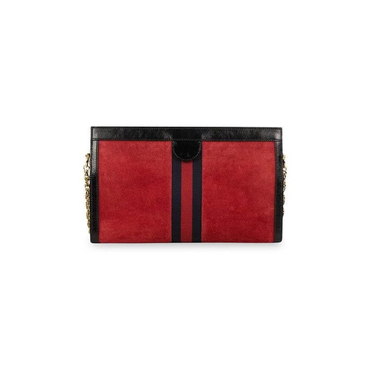 Gucci Suede With Patent Leather Ophidia Small Shoulder Bag Red