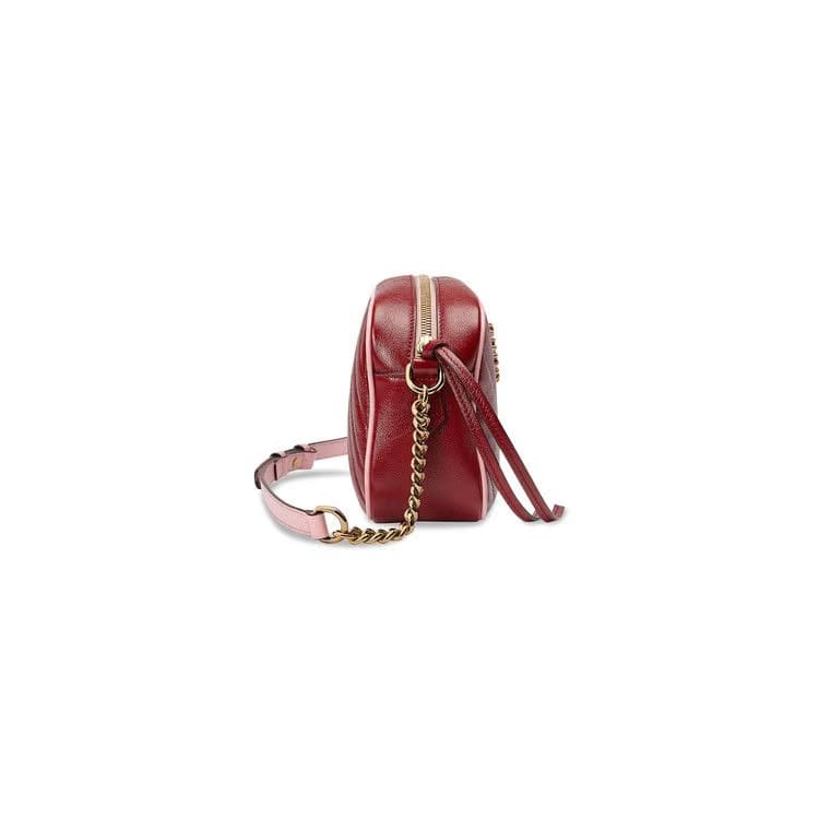 Gucci GG Marmont Small Shoulder Bag Dark Red/Pastel Pink