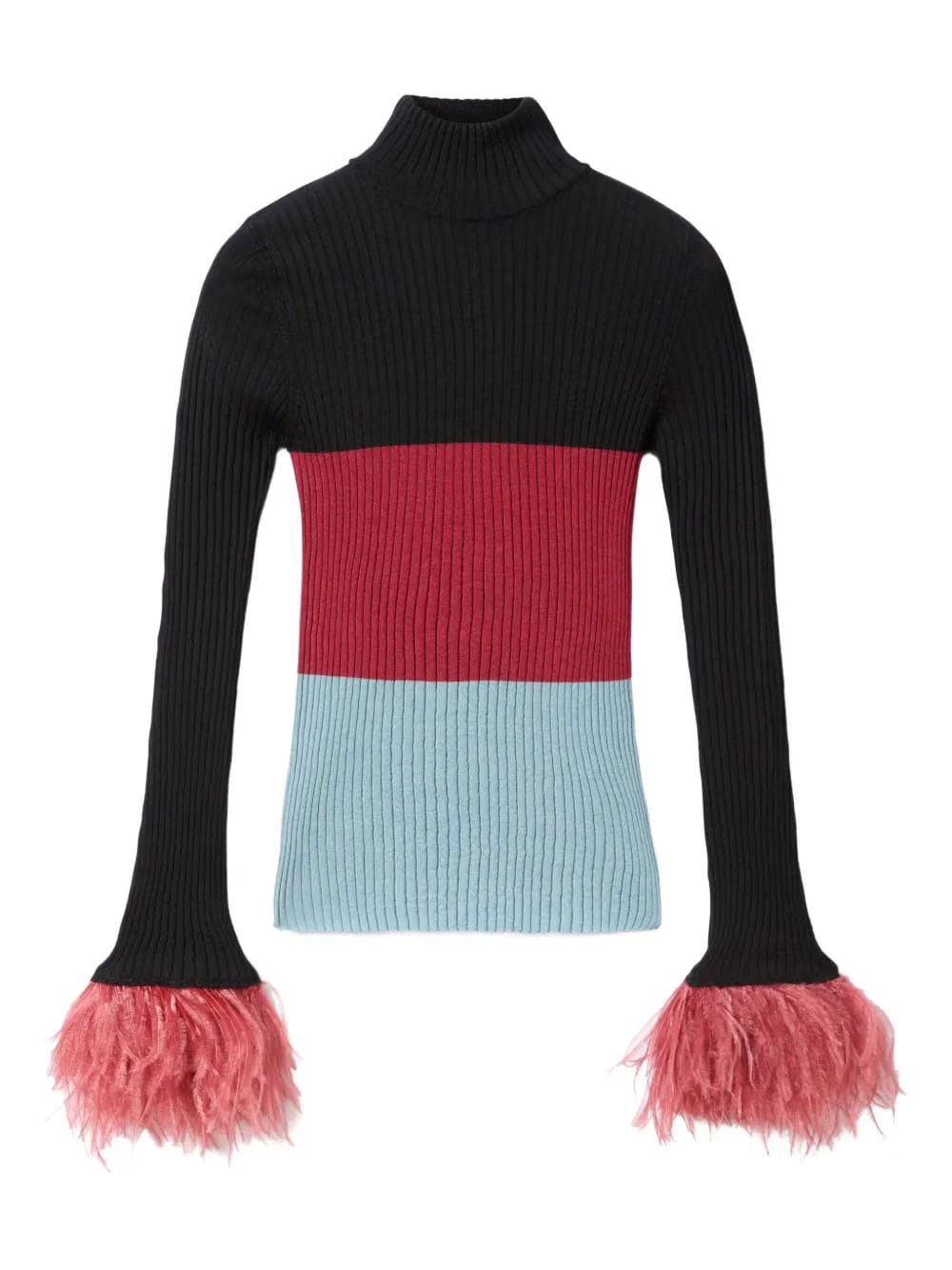 feather-trimmed ribbed top