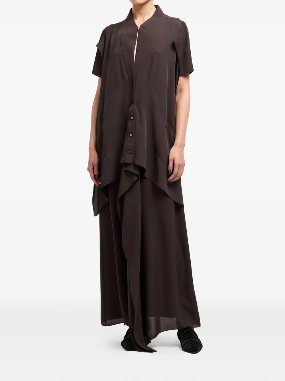 button layered maxi dress