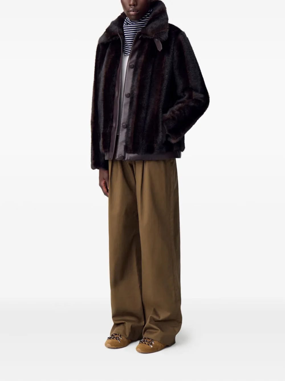 trimmed faux-fur coat