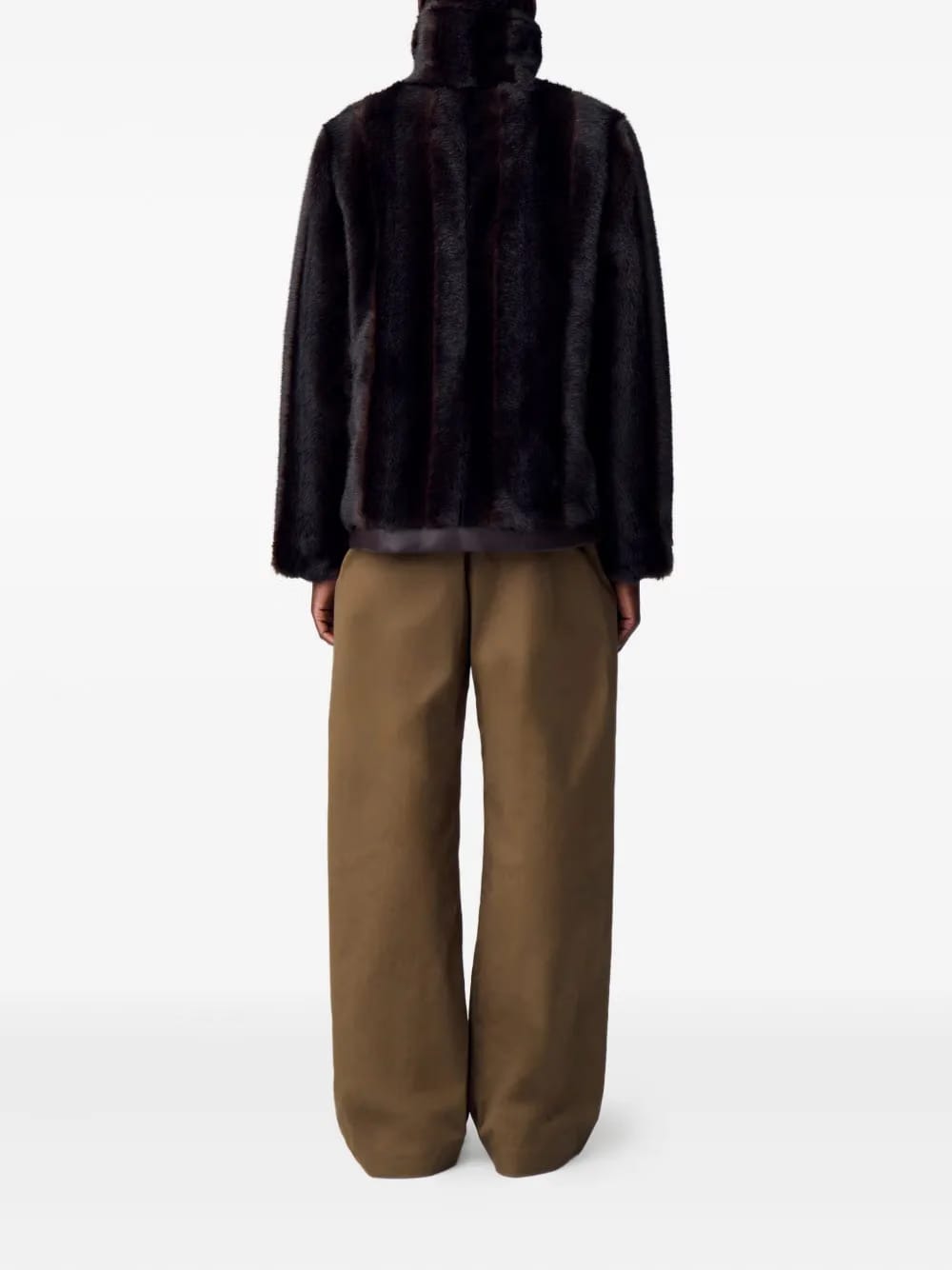 trimmed faux-fur coat