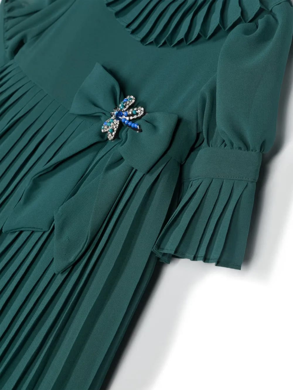 bow-detail pleated dress