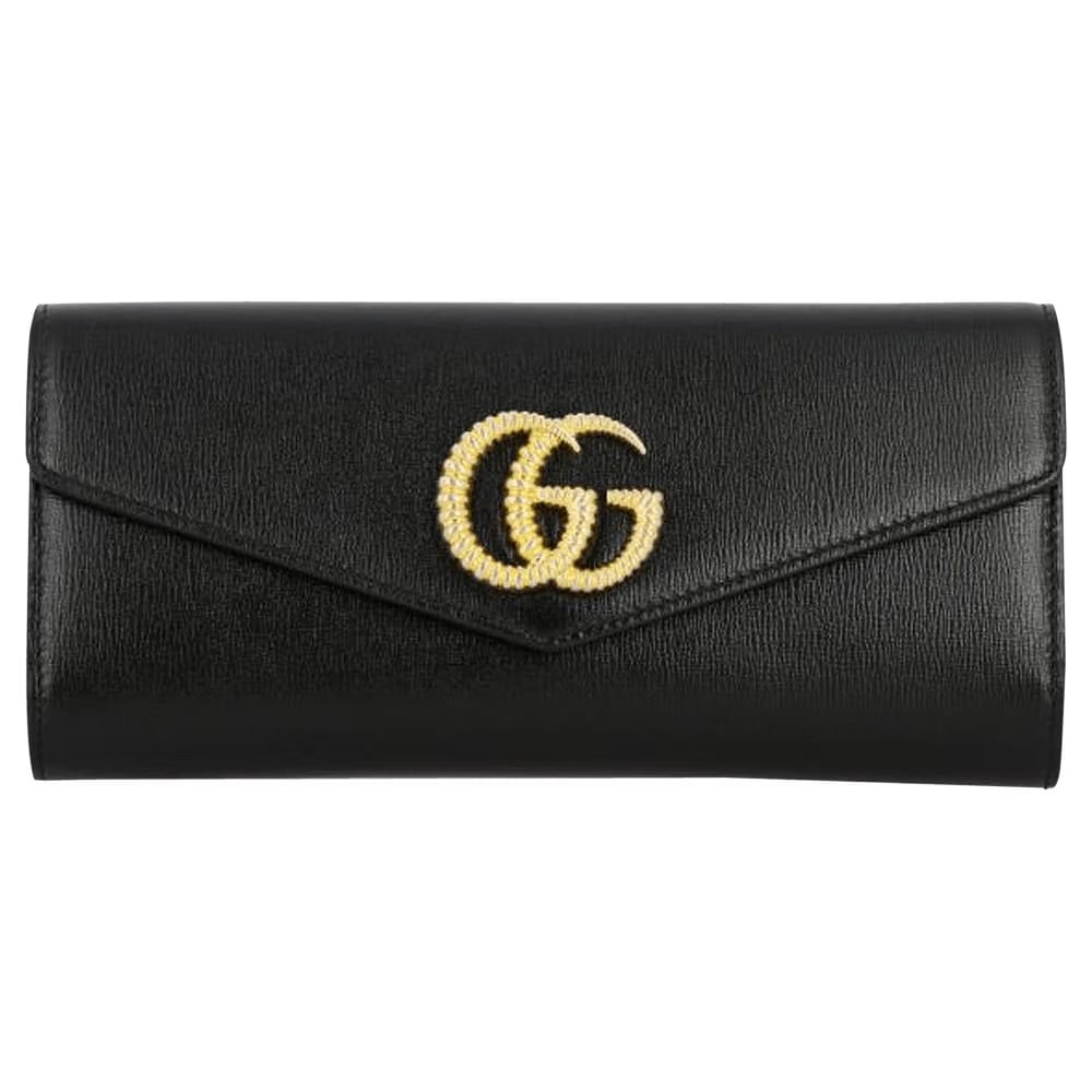 Gucci Leather Broadway Clutch With Double G Black