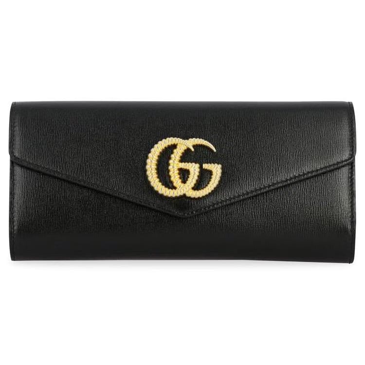 Gucci Leather Broadway Clutch With Double G Black