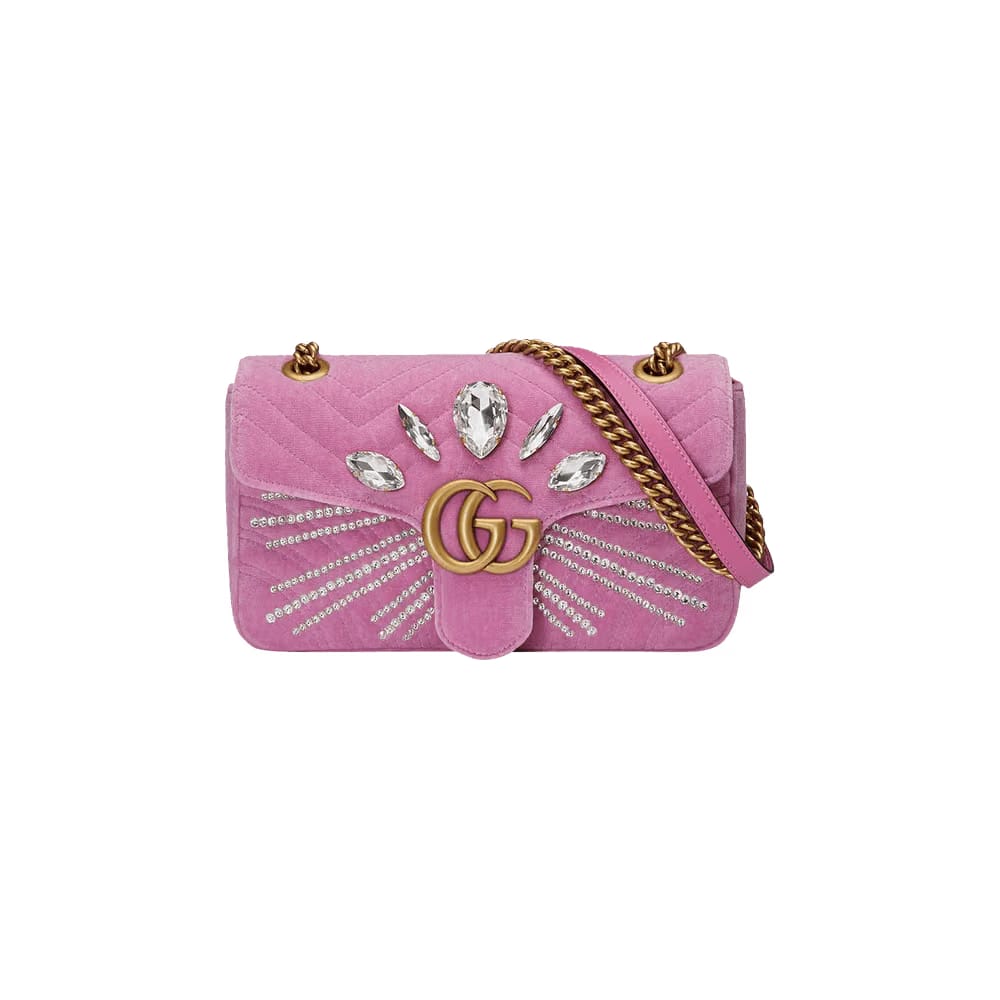 Gucci GG Marmont Small Shoulder Bag Pink Chevron