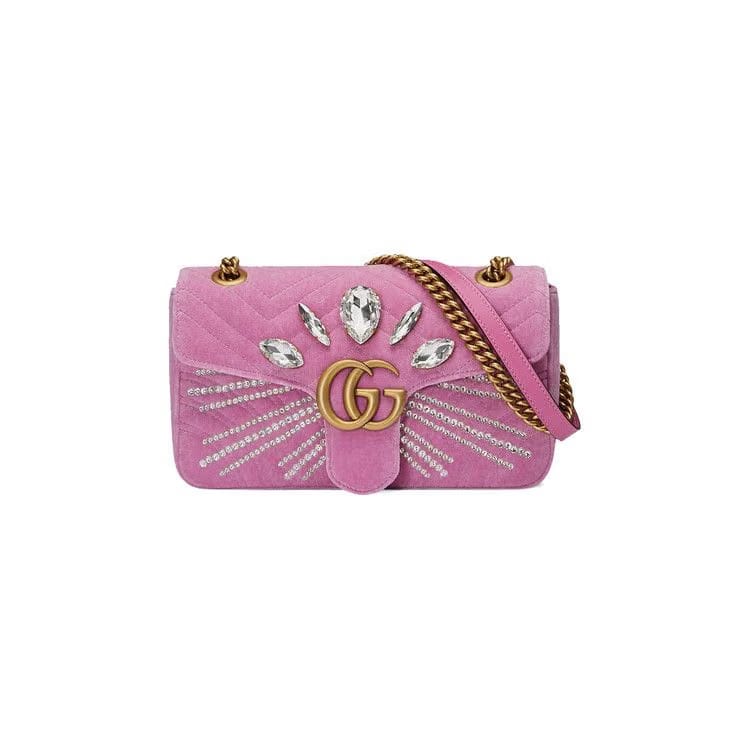 Gucci GG Marmont Small Shoulder Bag Pink Chevron