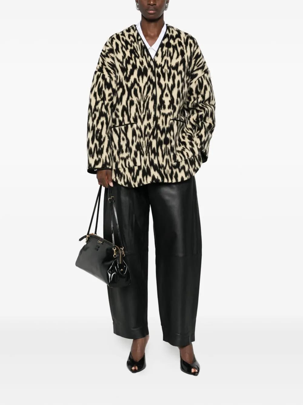 animal-print coat