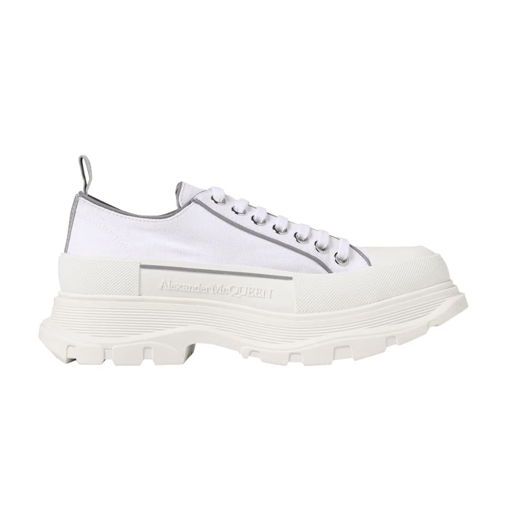 Alexander McQueen Tread Slick Lace Up White Silver