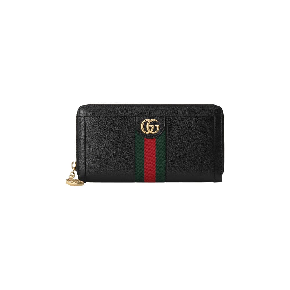 Gucci Leather Ophidia Zip Around Wallet Nero