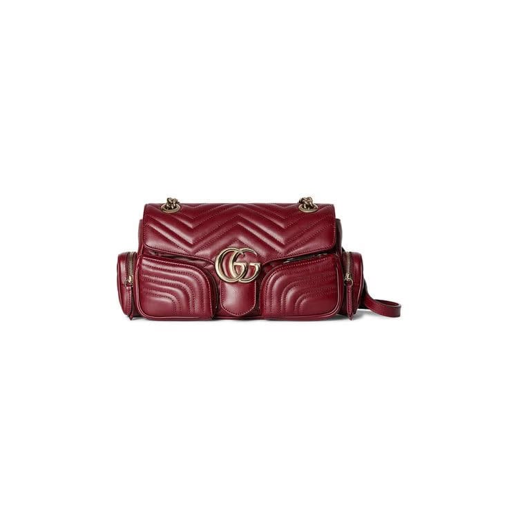 Gucci Marmont Small Multi Pocket Bag Rosso Ancora