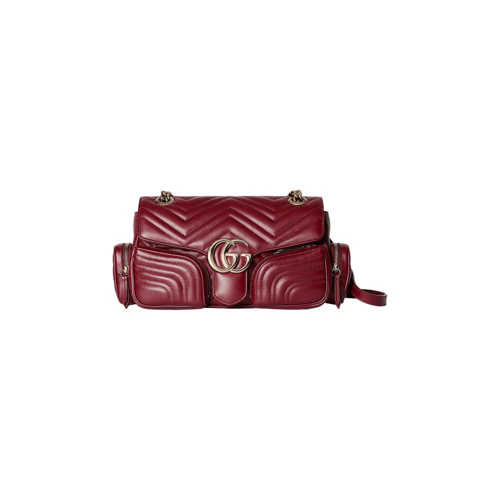 Gucci Marmont Small Multi Pocket Bag Rosso Ancora