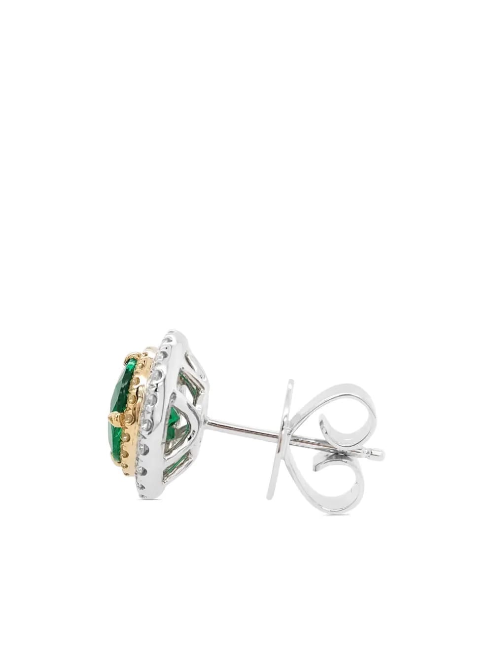18K white gold emerald and diamond earrings