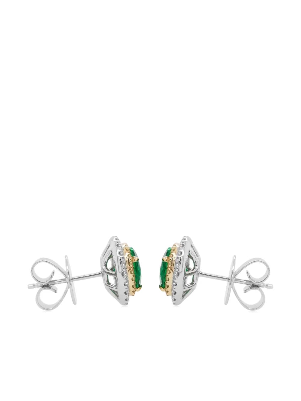 18K white gold emerald and diamond earrings