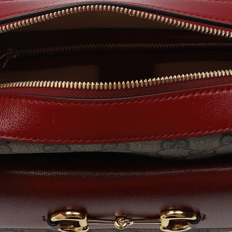 Gucci Horsebit 1955 Small Shoulder Bag Beige/Red