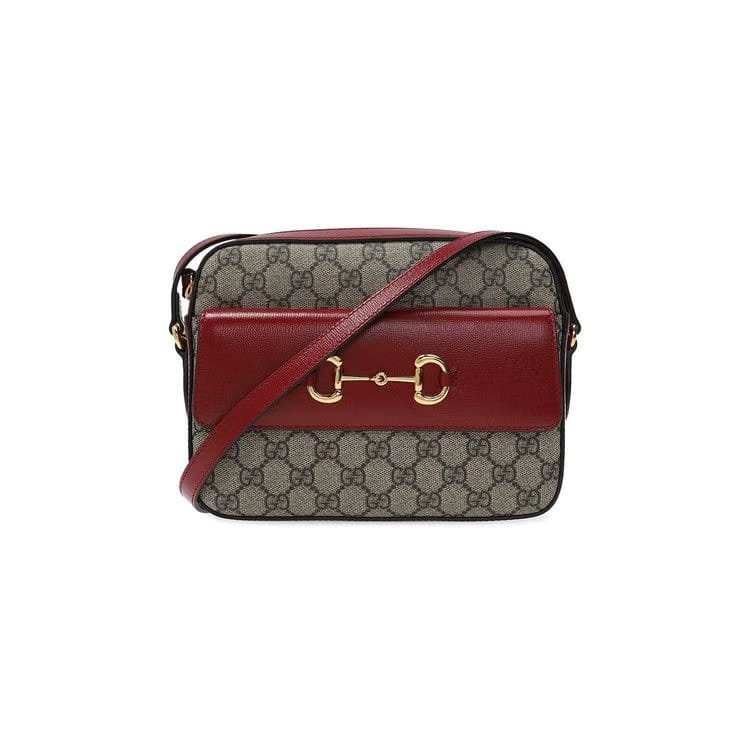 Gucci Horsebit 1955 Small Shoulder Bag Beige/Red