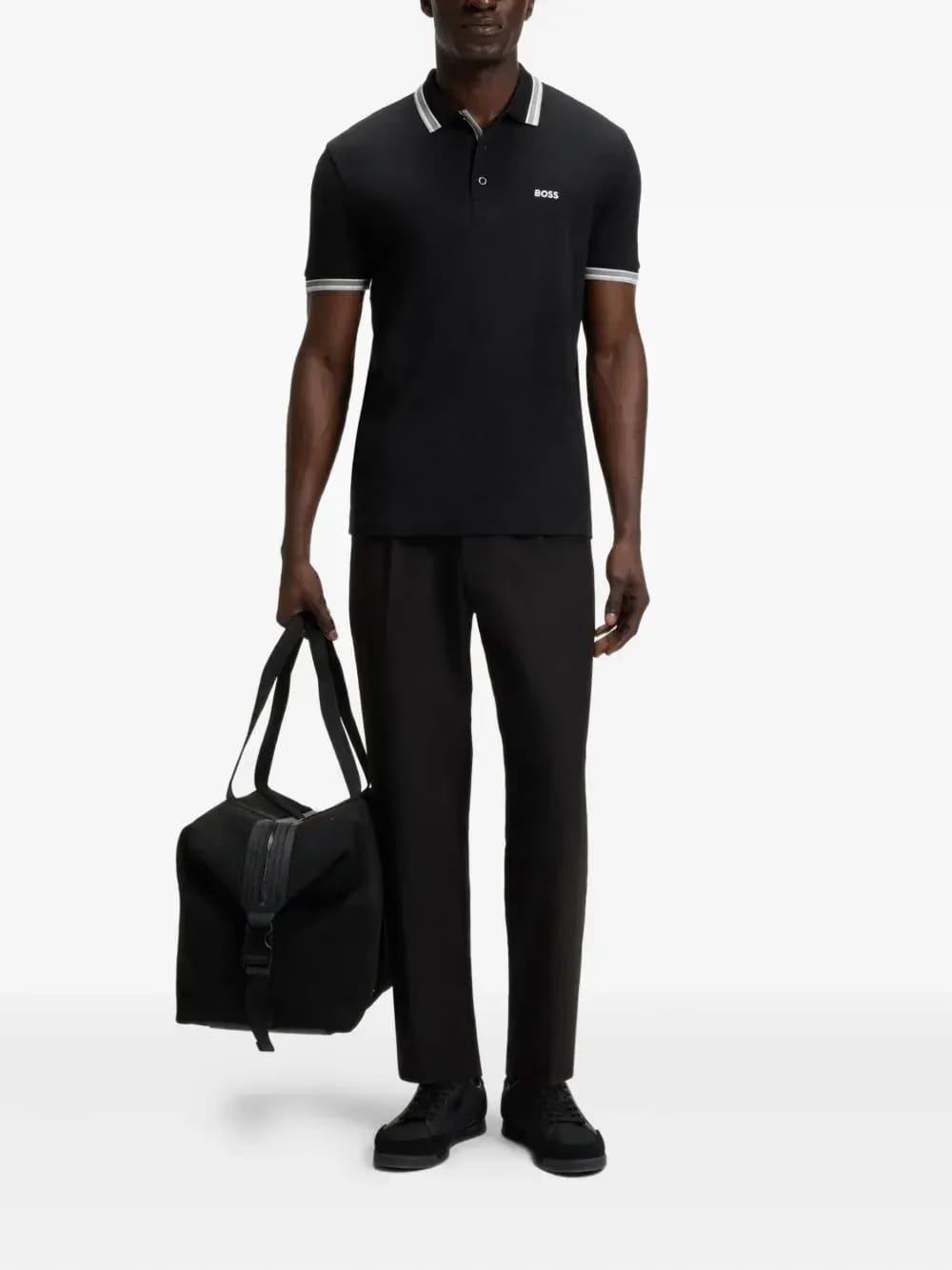 stripes-collar polo shirt