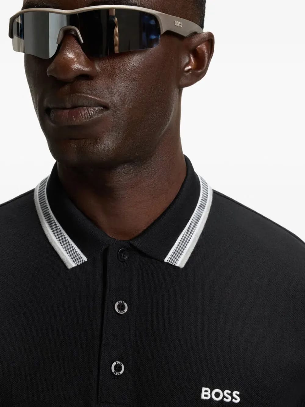 stripes-collar polo shirt