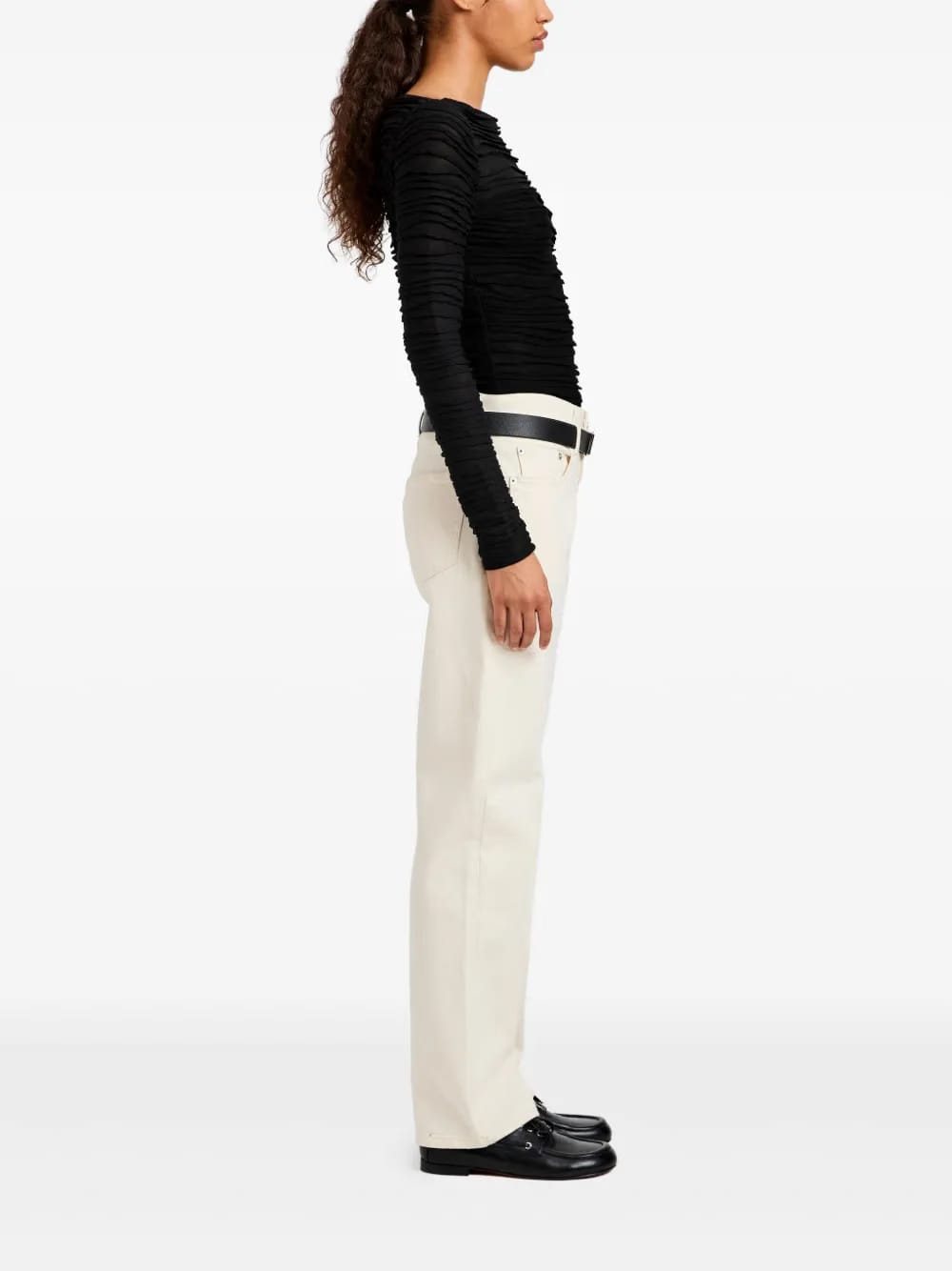 ruched long-sleeve top