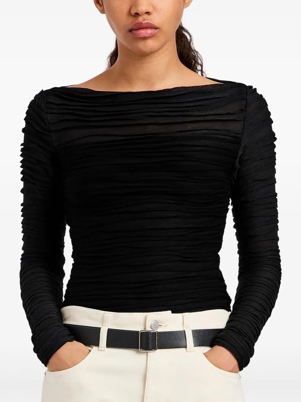 ruched long-sleeve top