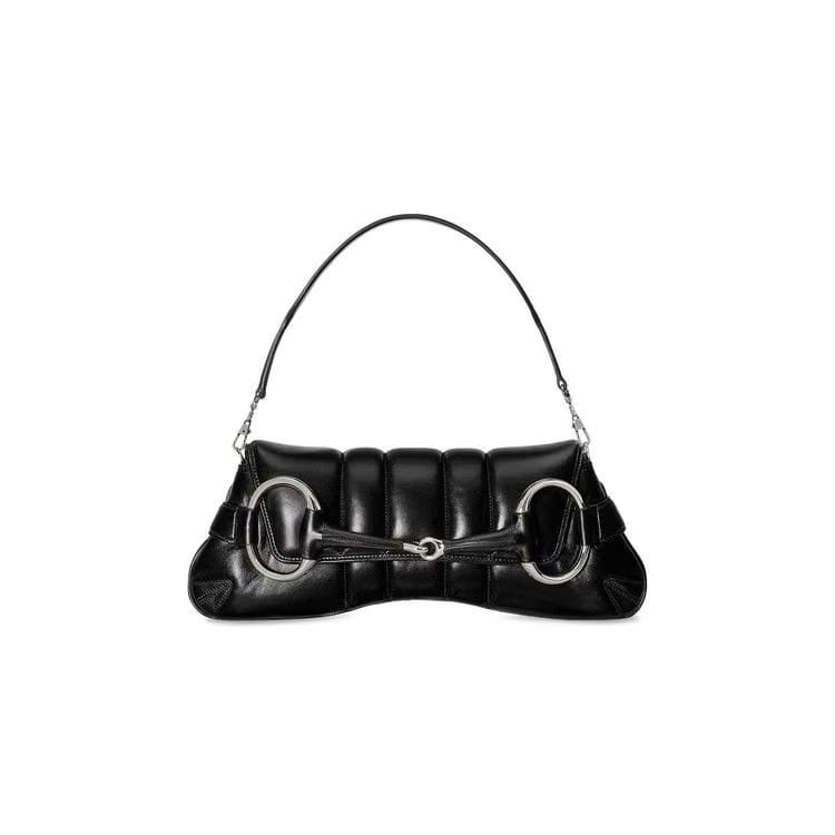 Gucci Horsebit Chain Medium Shoulder Bag Black