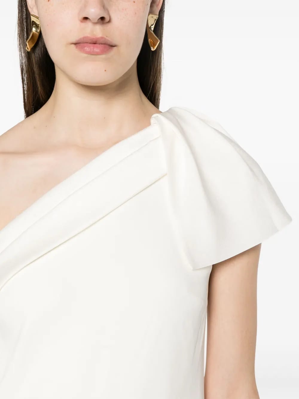 crepe one-shoulder mini dress