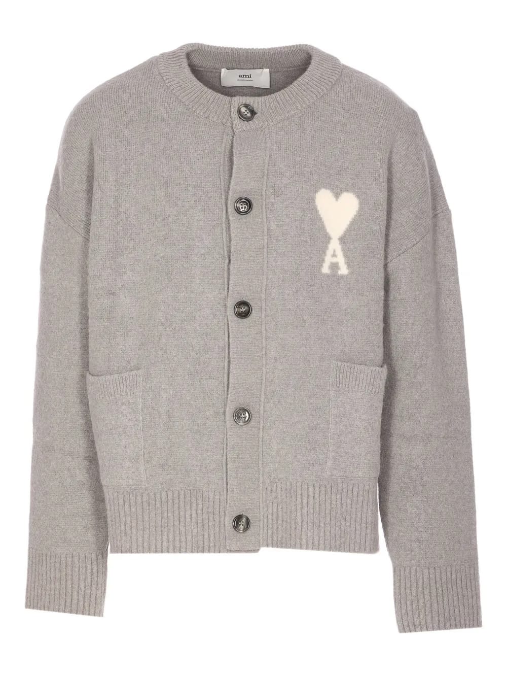 embroidered logo button cardigan