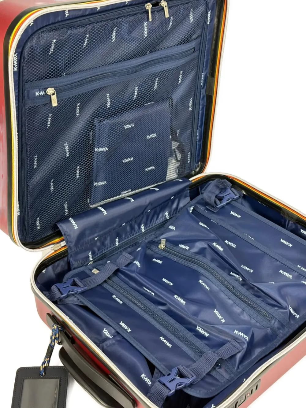 embossed-logo wheeled luggage