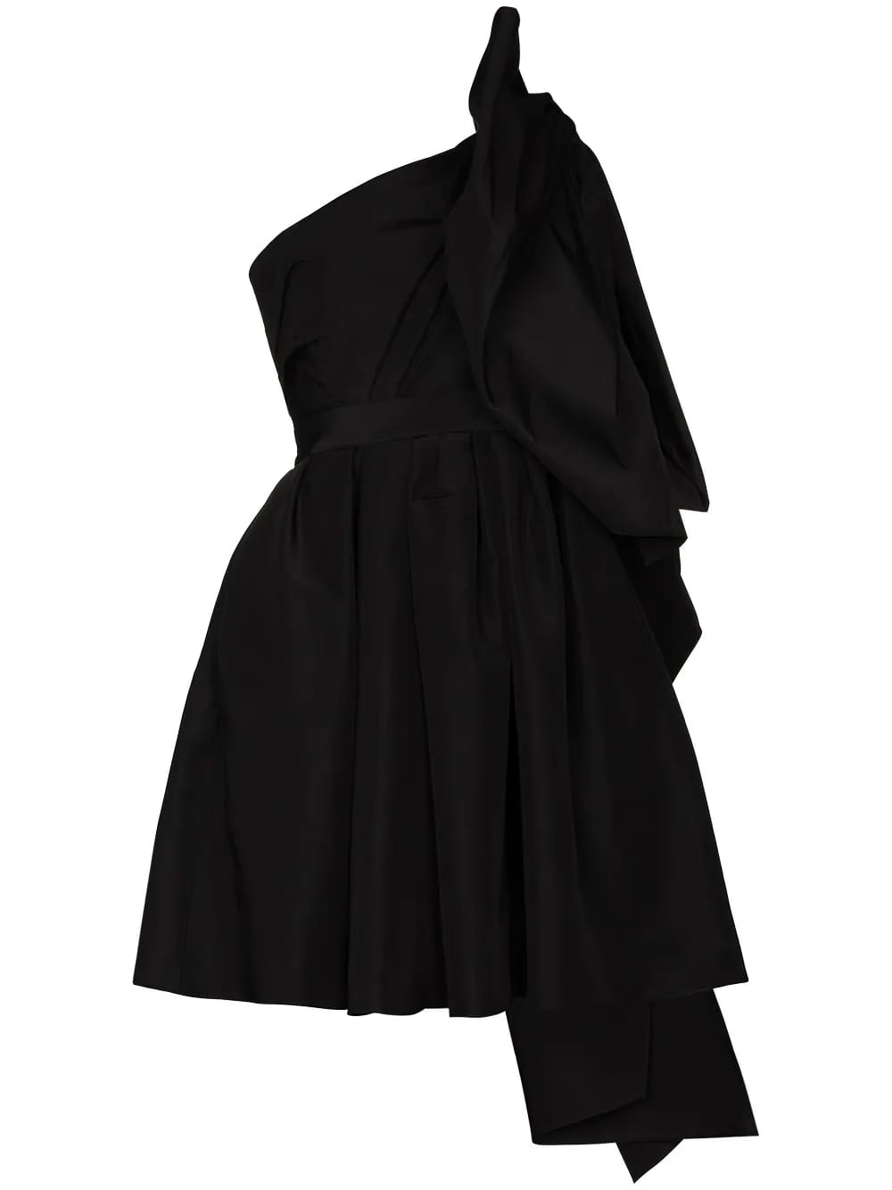 one shoulder bow detail mini dress