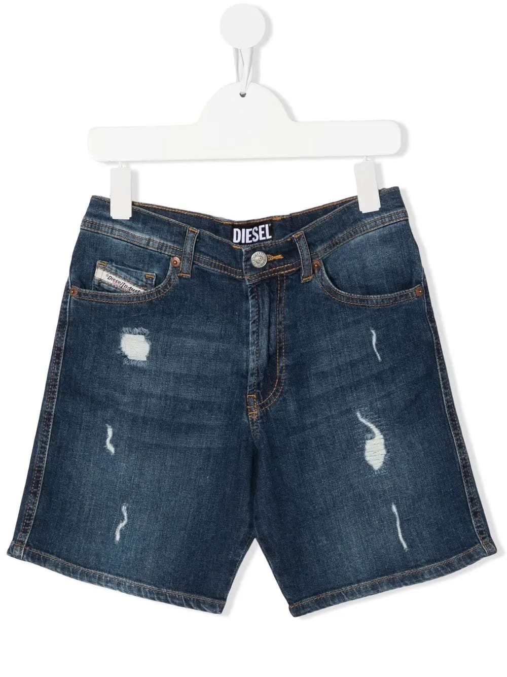 distressed-detail denim shorts