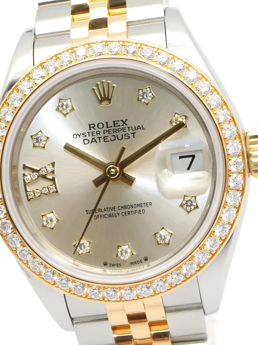 Diamond Bezel Silver Datejust 28mm watch