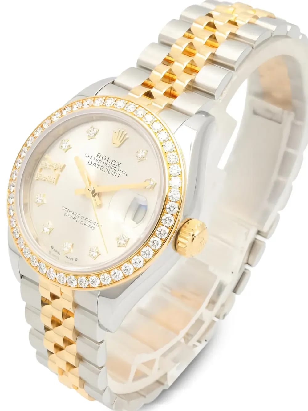 Diamond Bezel Silver Datejust 28mm watch