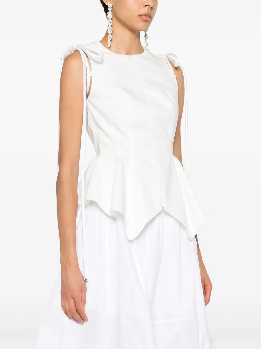 Koa strap-detail peplum top