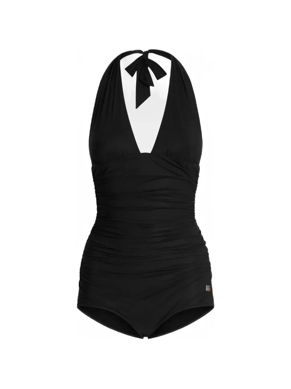 halterneck ruched swimsuit
