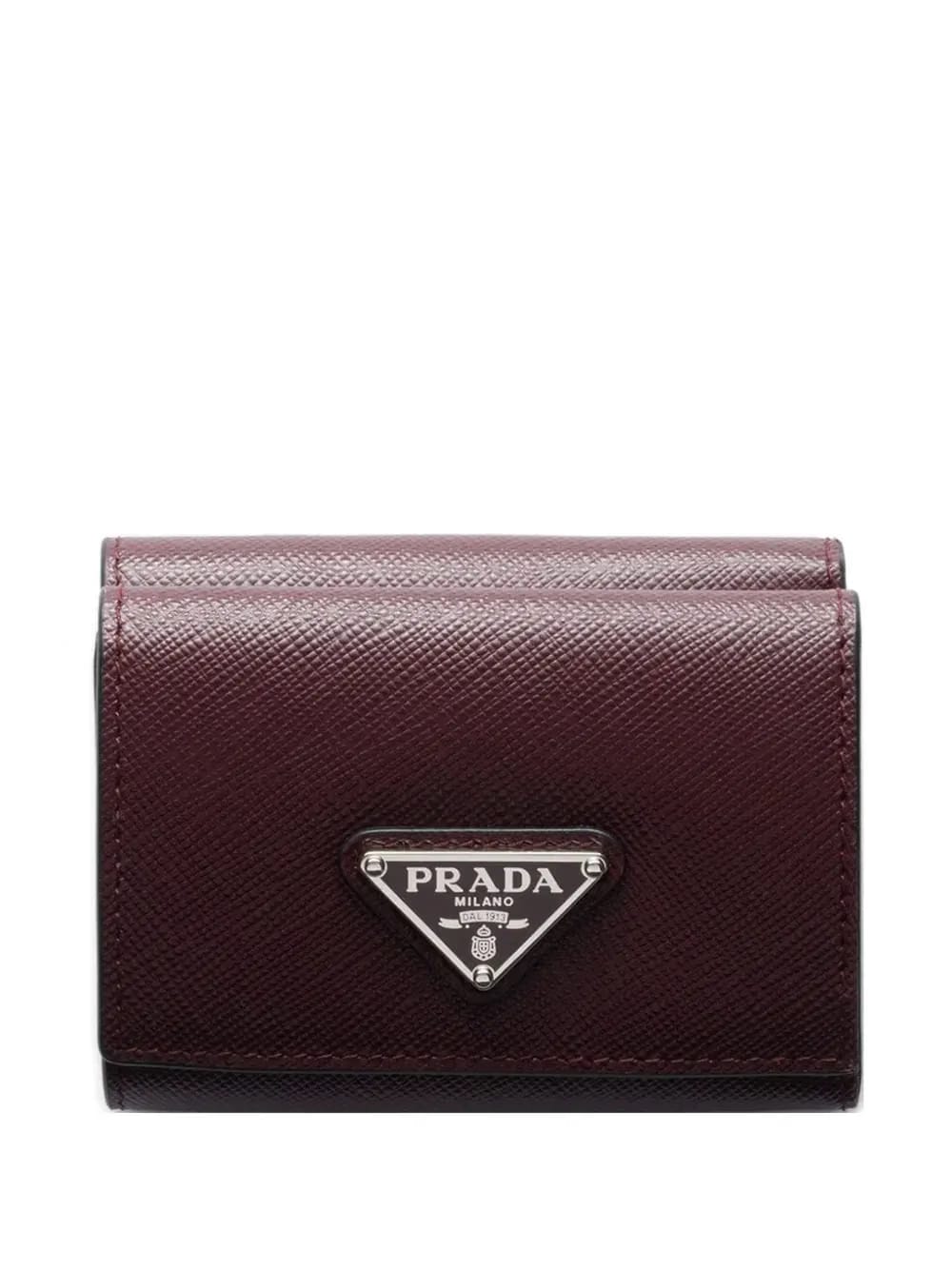 snap triangle leather wallet