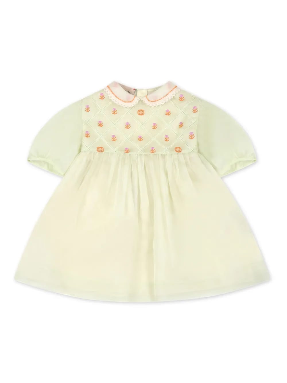 floral-embroidery silk organza dress