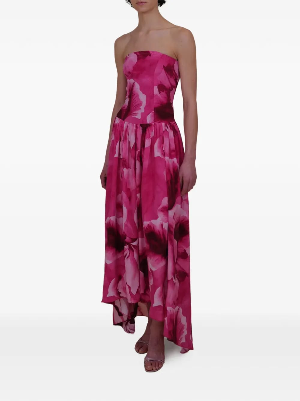 Nayara floral-print strapless midi dress
