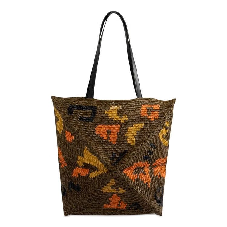 Loewe Large Puzzle Fold Tote Bag Olive Green