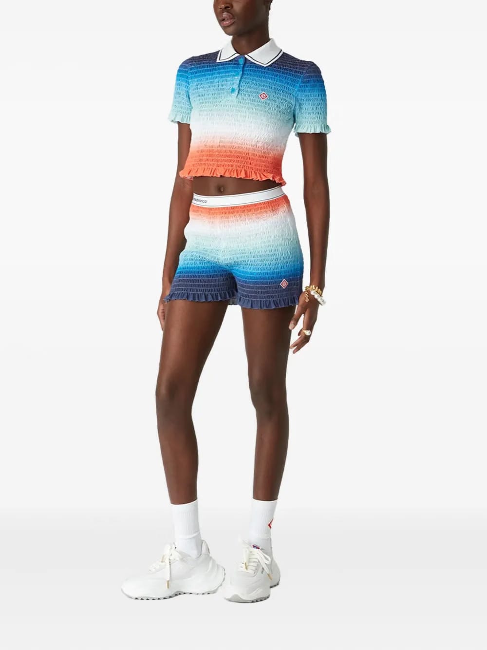 smocked polo top