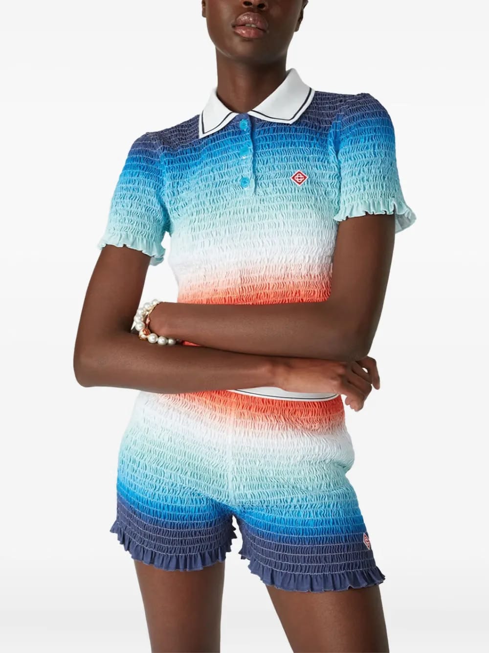 smocked polo top