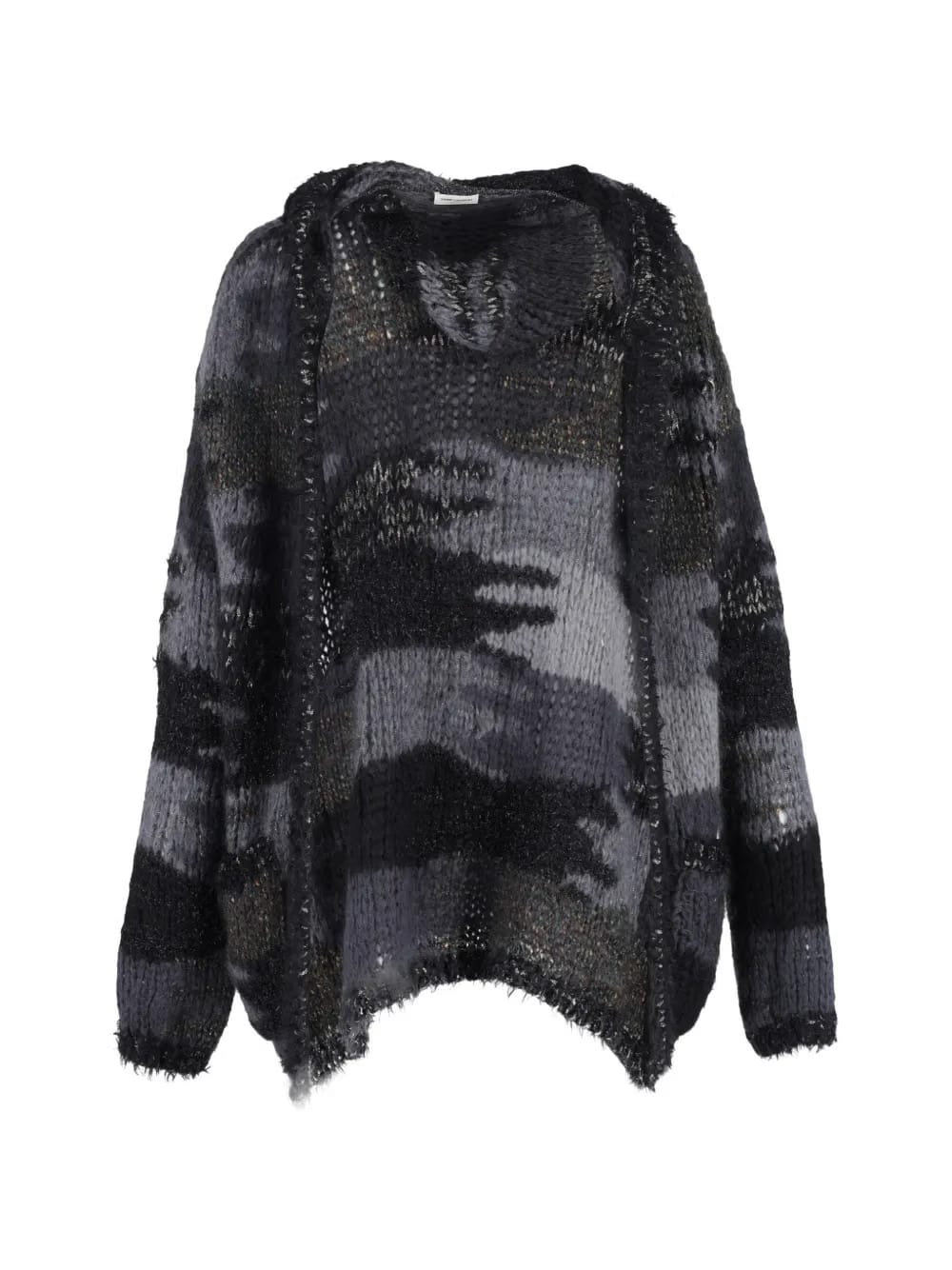 camouflage-pattern hooded cardigan